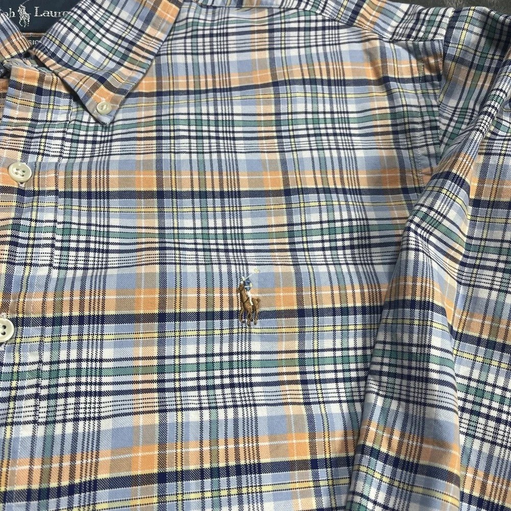 Polo Ralph Lauren Shirt XL Classic Fit Plaid Flesh Pony Oxford Long Sleeve Woven